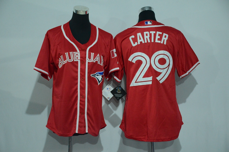 Womens 2017 MLB Toronto Blue Jays #29 Carter Red Jerseys->women mlb jersey->Women Jersey